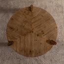 Wood Round Coffee Table for Living Room, Rustic Natural Coffee Table for Apartment, Easy Assembly