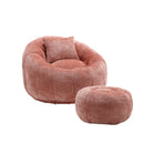 COOLMORE Modern Extra Large Round Bean Bag Chair with Footrest for Living Room, Chenille Fabric Lazy Sofa with Pillow for Adults, Teenagers,Child, Suitable for Bedroom, Dormitory, Study Room
