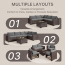Outdoor 6-Piece Wicker Sectional Sofa Set with Cushions