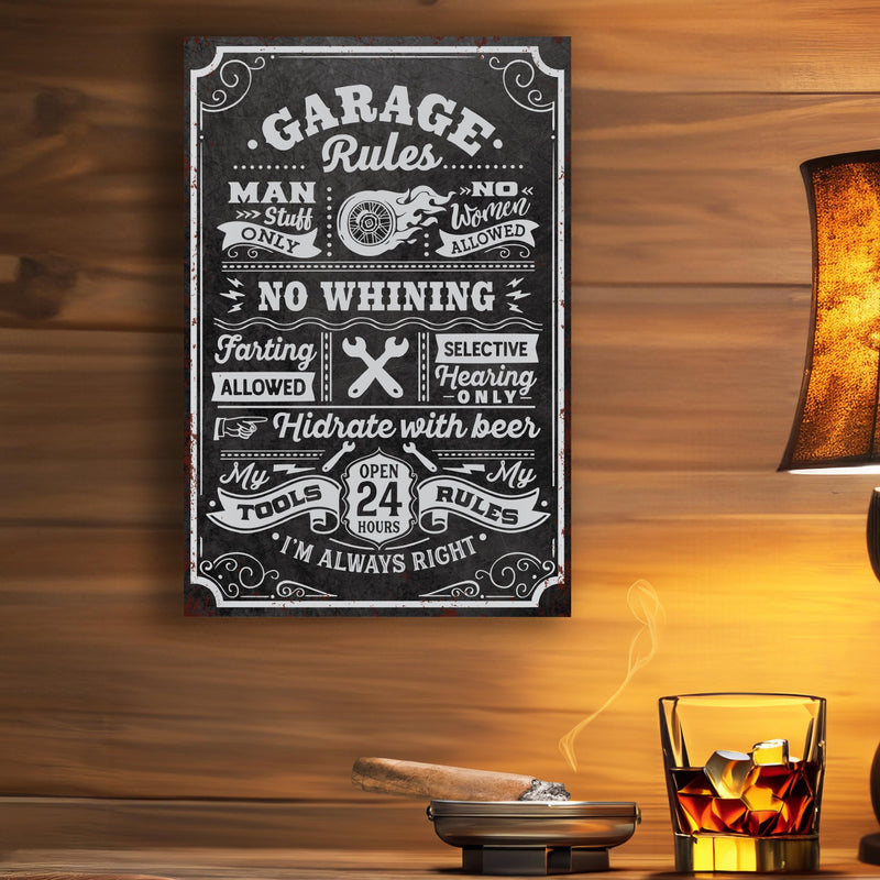 Garage Rules Metal Sign