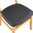 Cozy Natural Wood Color Rubberwood Dining Chair Set - 8 Pieces, Solid Wood and Rattan-Style Design, Small Curved Back, PU Cushion, And Beautiful Shape Match Perfectly With Any Room And Everyday Use.