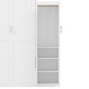 Queen Size Murphy Bed with 2 Wardrobe and Storage Shelf, Multifunctional Foldable Platform Bedframe for Guest-Room, Bedroom, White
