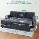 Gray Microfiber L Shape Sleeper Sofa With USB Ports Storage