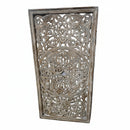 Farmhouse Style Carved Solid Wood Lattice Fretwork Distressed Gray 30" x 59" Wall Hanging