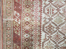 Antique Caucasian Shirvan Rug 4x6, Dagestan Area Rug, Wool Hand-Knotted Soft Red & Ivory 1920s Oriental Carpet, Soft Muted Colors