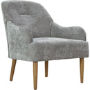 Chenille Armchair, Modern Style Accent Chair with Wood Legs, Comfy Design for Living Room, Bedroom, Office, Gray