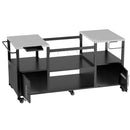 Outdoor Grill Table for Big Green Egg Style BBQ with Metal Grill Cart and Storage Box, Black and Silver, Metal and Stainless Steel, 67x27.8x31 inches