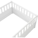 Twin Size Floor bed, integral construction with super high security barrier, door, children's floor bed frame, Montessori wooden children's floor bed, white