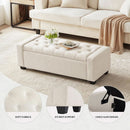 48 Inch Storage Unit Ottoman Bench Upholstered Beige