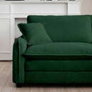 Two-Seater Theater Sofa  with 2 Footrest, 2-Seater Sofa with Ottoman for Small Living Spaces,Green Corduroy