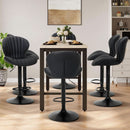 Black Adjustable Faux Leather Swivel Bar Stool Set Of Four