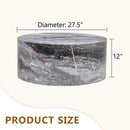 Simple Grey Marble Textured Cylindrical Coffee Table, Industrial Style MDF Living Room Furniture, 27.5-Inch Diameter.12 inch height,Suitable for industrial style living rooms.