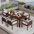 TREXM 7-Piece Patio Dining Table Set for 6, Outdoor Furniture Sets with 72.8' Rectangle Table, Patio Table and Chairs Set with Removable Cushions for Backyard, Garden, Poolside (Mocha + Beige Cushion)