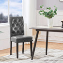 Gray Faux Leather Parsons Dining Chairs Set Of 2 High Back