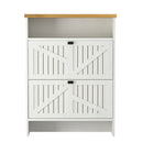 4-Layer Folding White MDF Shoe Cabinet with Metal Rounded Corners – Convenient Shoe Storage