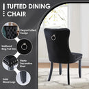 BlackGlassDiningSetForFourTuftedChairsWithNonSlipFeet