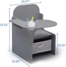 Mysize Chair Desk With Removable Cup Holder Grey Bin