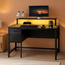 47 Inch Computer Desk With 4 Drawers And LED Lights Black