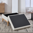 33.86'W Upholstered Wood Base Storage Ottoman with Reversible Lid Coffee Table, Foot Stool Square Footrest with Rubberwood Legs for Living Room Bedroom Entryway and Office, Ivory Boucle.