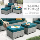 Patio Furniture Set 6 Piece Outdoor Grey Wicker With Peacock Blue Cushions