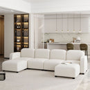 116x58" Velvet Modular Sectional Sofa,U Shaped Reversible Couch Set,Free Combination,6 Seat Sleeper Cloud Sofa Bed with Ottoman,Convertible Oversized Indoor Furniture Pieces for Living Room,Beige