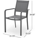 Outdoor Modern Aluminum Dining Chair with Mesh Seat (Set of 2), Gun Metal Gray and Dark Gray