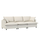Modular Chenille Sectional Couch 3 Piece Living Room Sofa Set with Upholstered 3 Seater Sofa & 2 Armchairs in Beige