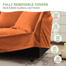 Modern Slipcovered 2-Seat Sofa Couches for Living Room, 2 Seater Sofa, Plain Chenille Deep Seat Sofa with Upholstered Cushion&Detachable Cover, Comfy Sofa Couch for Small Space, Apartment,Orange