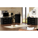 Modern 3 Drawer Bedroom Chest of Drawers with 7 Drawers Dresser, Clothes Organizer -Metal Pulls for Living Room, Bedroom, Hallway, Black, 47.6" x 15.7" x 26.6"