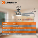 42 Inch Remote Ceiling Fan With Dimmable Light Indoor