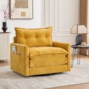 UNITED WE WIN Swivel Barrel Chair - Mid Century Modern Chair, Thick Padded Arm Chair with Solid Metal Base, Comfortable Single Sofa Chair, Swivel Accent Chair for Living Room Bedroom