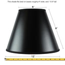 12"W x 10"H Bold Black with True Gold Lining Hard Back Empire Lampshade