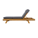 LOUNGE CHAISE SET WITH HEADREST,SPACE AVAILABLE ON ONE SIDE, ACACIA WOOD WITH WATER-RESISTANT LOUNGE CUSHIONS (DARK GREY & 3-FOLD & 4 inch) - MATCHING CREAM/BEIGE VERSION AVAILABLE
