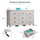 59 Inch Washed Grey Modern Farmhouse DresserWithNineDrawers