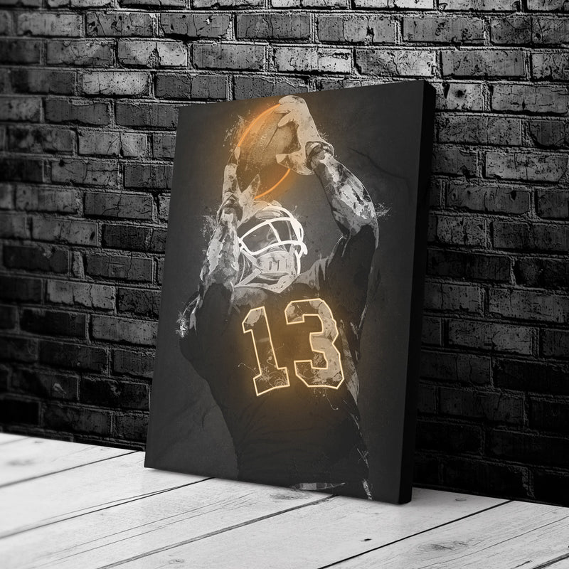 Michael Thomas Graffiti Neon New Orleans Saints NFL Poster Canvas Print Kids Wall Art Man Cave Gift Home Decor