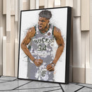 Giannis Antetokounmpo Canvas Art – Milwaukee Bucks Wall Decor