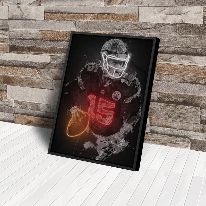 Patrick Mahomes Graffiti Neon Kansas City Chiefs NFL Poster Canvas Print Kids Wall Art Man Cave Gift Home Decor