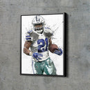 Ezekiel Elliot Poster Dallas Cowboys Painting Football Hand Made Posters Canvas Print Kids Wall Art Home Man Cave Gift Decor