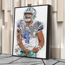 Dak Prescott Canvas Art – Dallas Cowboys Wall Decor