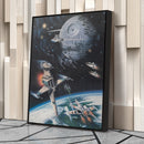 Death Star, Star Destroyer, Battle, TIE Interceptor Canvas Wall Art Decor - Star Wars Epic Art
