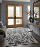 4.5x6.5 Hand Knotted Beige and Charcoal Modern Abstract  Recycled Silk Area Rug