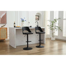 Bar Stools Set of 2 Modern Black PU Counter Height Barstool, High Padded Swivel Adjustable Barstools with Back for Bar Counter and Kitchen Island