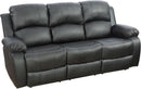 Black Vegan Leather 3 Seater Recliner Sofa Cupholders