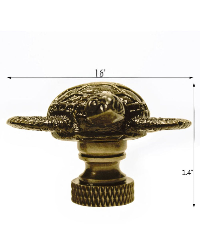 1.4"H Antique Metal Sea Turtle Antique Brass Base Lamp Finial