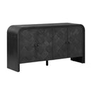 U_Style Luxury Multi-Functional MDF Sideboard– woven Wood Slat Doors, Tiered Stepped Design & Premium Solid Wood Veneer for Hallways, Living Rooms, Studies, and Corridors