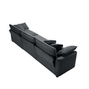 Mid-Century Modern Sectional Set of Two, 3-Seater & Single-Seater, Grey Corduroy, with Pillows