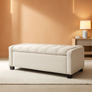 48 Inch Storage Unit Ottoman Bench Upholstered Beige