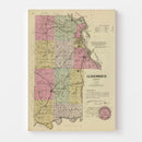 Vintage Map of Leavenworth County, Kansas 1887