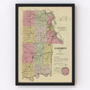 Vintage Map of Leavenworth County, Kansas 1887