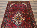 Persian Hamadan Rug 4x7, Tribal Village Malayer Carpet, Red and Ivory, Bohemian Antique